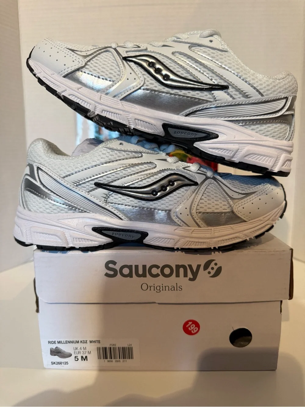 Saucony White Silver Men's/Kids Running Sneakers
